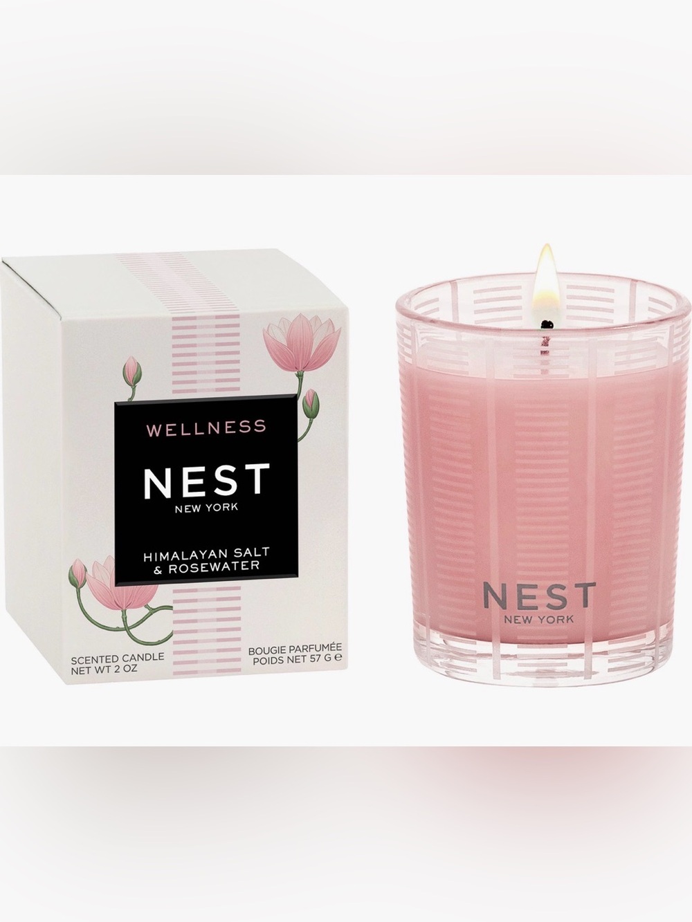 NEST Fragrances Himalayan Salt & Rosewater Pink Glass Candle